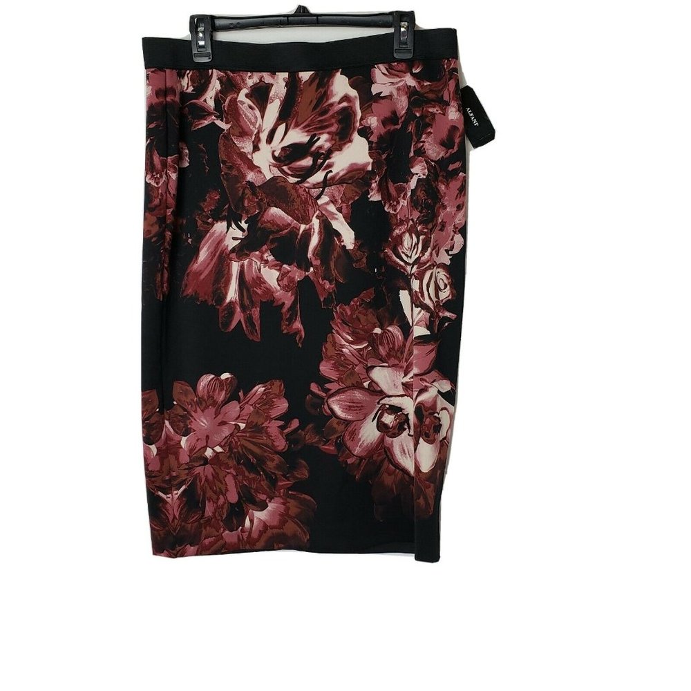 Alfani Womens Pink/Black Printed Midi Skirt Large